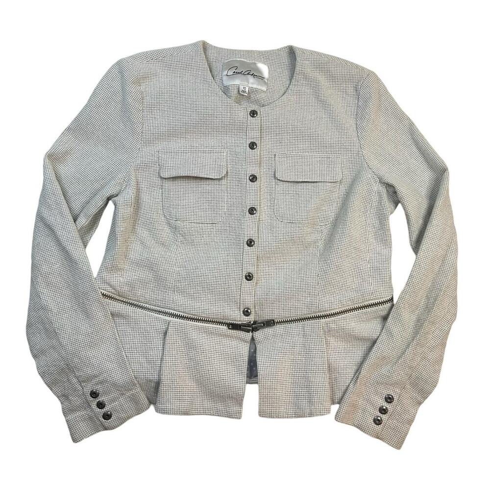 Y2k jacket office siren blazer cropped zip off sz 10 plaid